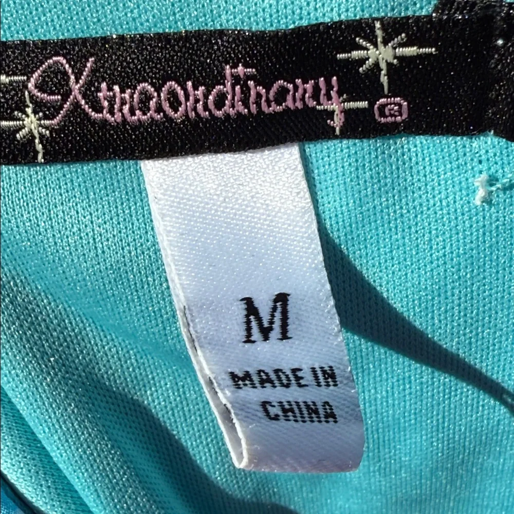 Xtraordinary Blue, Turquoise & Coral Zigzag Long-Sleeve Dress Size M - Picture 6 of 8